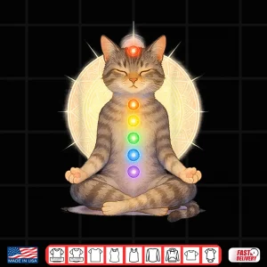 Design Meditating Chakra Cat Yoga Spiritual Cat Lovers Mandala Shirt