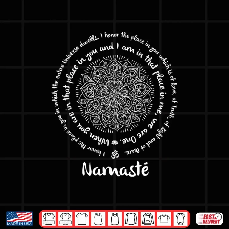 Design NAMASTE WE ARE ONE Meditation Sayings Mandala Yoga Teacher Shirt