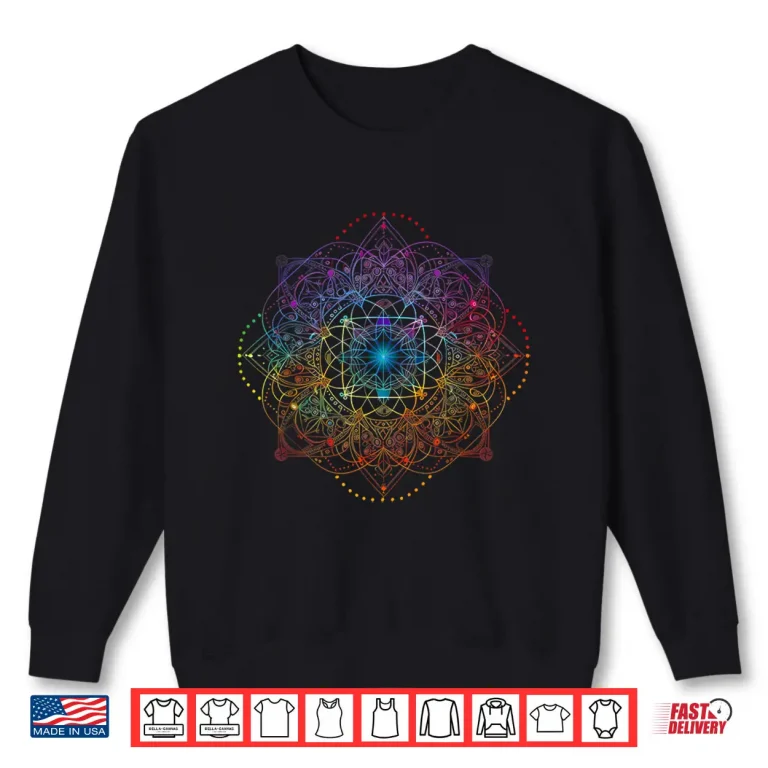 Sweatshirt Sacred Geometry Metatron Cube Colorful Spiritual Yoga Shirt