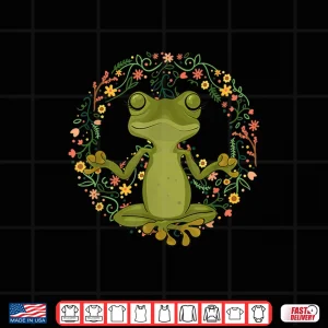 Design Peace Sign Yoga Frogs Cool Peace Frog Floral Shirt