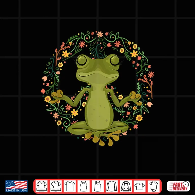 Design Peace Sign Yoga Frogs Cool Peace Frog Floral Shirt