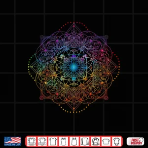 Design Sacred Geometry Metatron Cube Colorful Spiritual Yoga Shirt