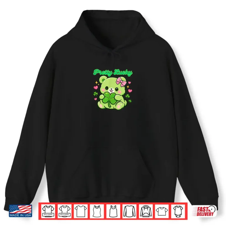 Hoodie Lucky Clover Kawaii Teddy Bear Cute Design Shirt