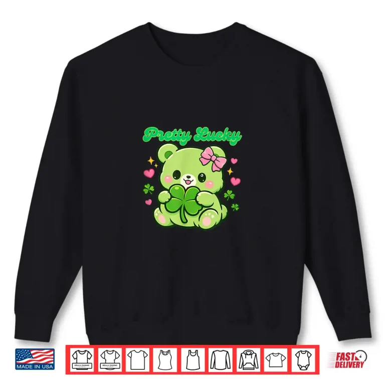 Sweatshirt Lucky Clover Kawaii Teddy Bear Cute Design Shirt