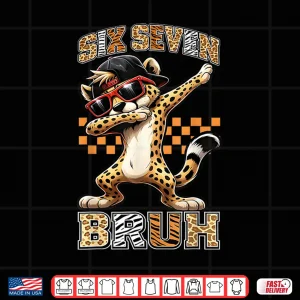 Design Six Seven Bruh Cheetah 67 Meme Men Boys Animal Print Kids Shirt