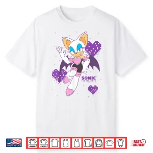 Sonic The Hedgehog Rouge The Bat Pixalated Hearts Background Shirt
