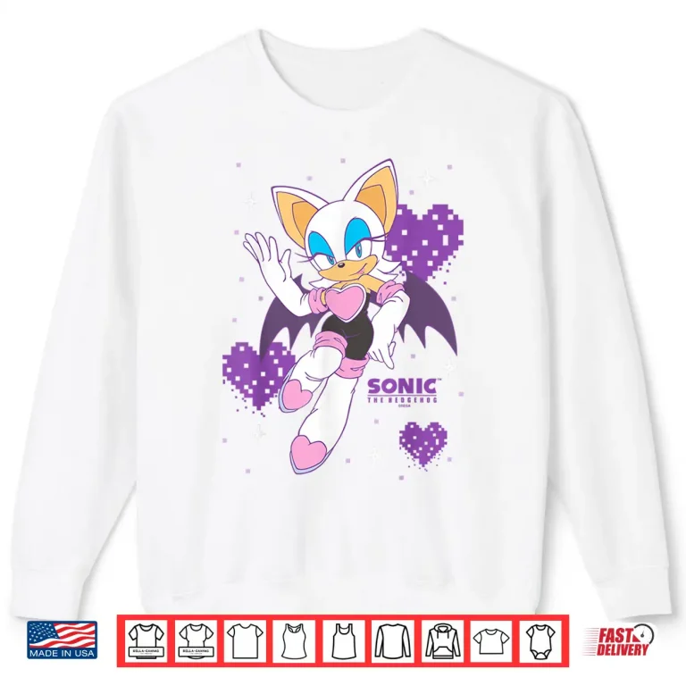 Sweatshirt Sonic The Hedgehog Rouge The Bat Pixalated Hearts Background Shirt