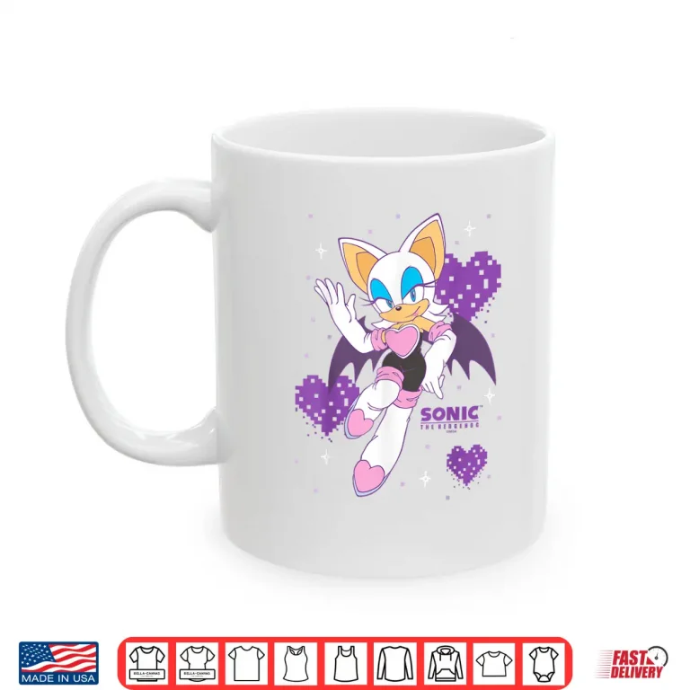 Mug Sonic The Hedgehog Rouge The Bat Pixalated Hearts Background Shirt