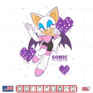 Design Sonic The Hedgehog Rouge The Bat Pixalated Hearts Background Shirt