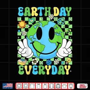 Design Earth Day Everyday Funny Smile Face Earth Boys Kids Toddlers Shirt