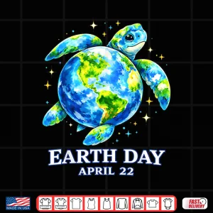 Design Funny Earth Day 2026 Save The Earth Sea Turtle Kid Boys Girl Shirt