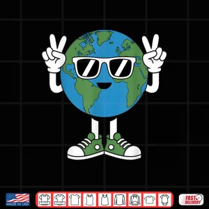Design Funny Earth Day Planet Peace Hand Boys Girls Kids Toddlers Shirt