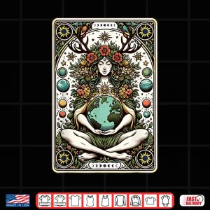 Design Gaia Greek Goddess Pagan Mother Earth Nature Tarot Card Shirt