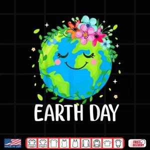 Design Happy Earth Day Shirt Cute Earth With Floral Earth Day 2025 Shirt