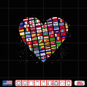 Design Heart World Country Flags Planet Birthday Earth Day Shirt