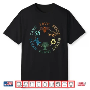 Save Bees Rescue Animals Recycle Plastic Earth Day 2024 Shirt