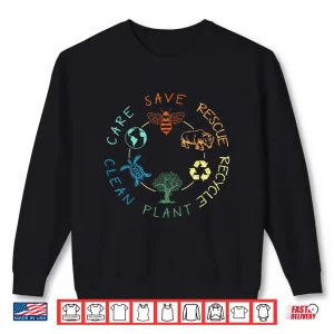 Sweatshirt Save Bees Rescue Animals Recycle Plastic Earth Day 2024 Shirt