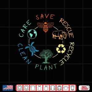 Design Save Bees Rescue Animals Recycle Plastic Earth Day 2024 Shirt