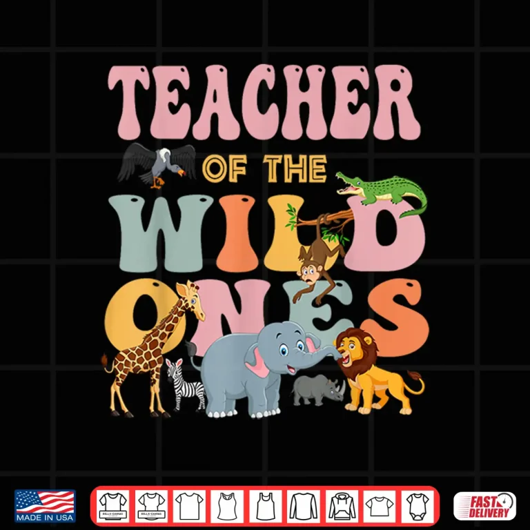 Design Teacher of the Wild Ones Groovy Jungle Animal Earth Day Shirt