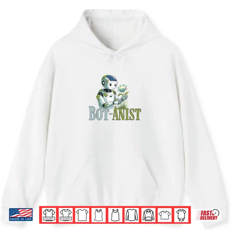 Hoodie Bot Anist Solarpunk Robot Earth Day Green Future Pun Shirt