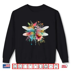 Sweatshirt Earth Day Beautiful Dragonfly Watercolor Art Insect Lover Shirt