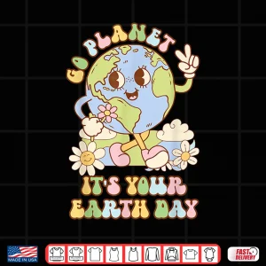 Design Go Planet Its Your Earth Day 2024 Teacher Kids Retro Earth Shirt