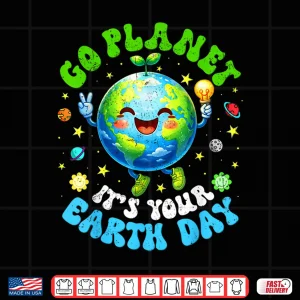 Design Go Planet Its Your Earth Day Environment Peace Sign Boy Girl Shirt