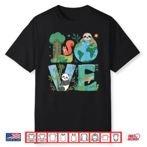 Love Earth Day Planet 2025 Anniversary Environmental Animals Shirt