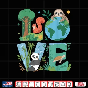Design Love Earth Day Planet 2025 Anniversary Environmental Animals Shirt