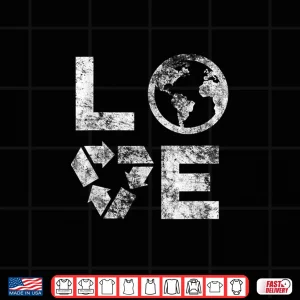 Design Love Earth Day 90s Vintage Recycling Kids or Teacher Shirt