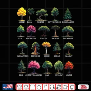 Design Types Of Trees Earth Day Nature Dendrology Environment Shirt