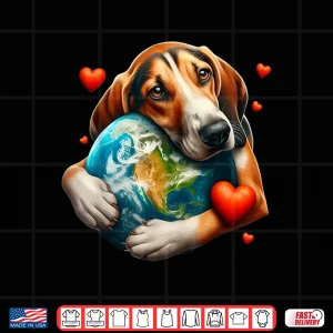 Design American Foxhound Dog Earth Day Hug Love Owner Planet Globe Shirt