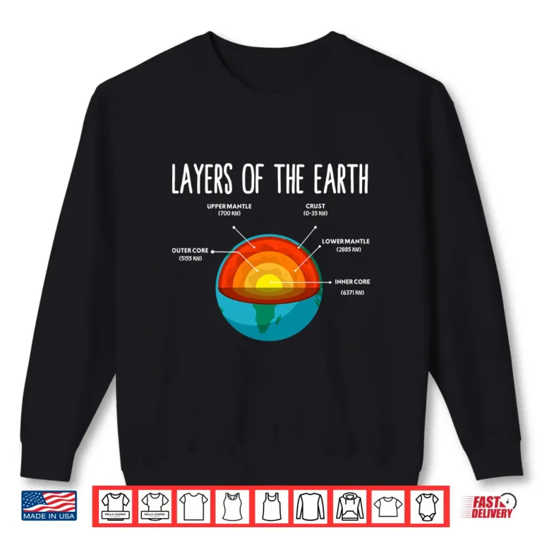 Sweatshirt Earth Structure Earth Day Science Teacher Kids Boys Girls Shirt