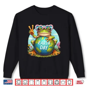Sweatshirt Peace Sign Hand Frog Kids Mens Womens Earth Day Frog Shirt