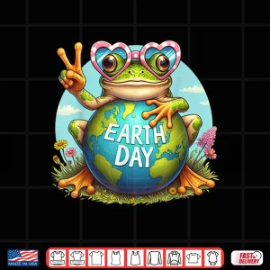 Design Peace Sign Hand Frog Kids Mens Womens Earth Day Frog Shirt