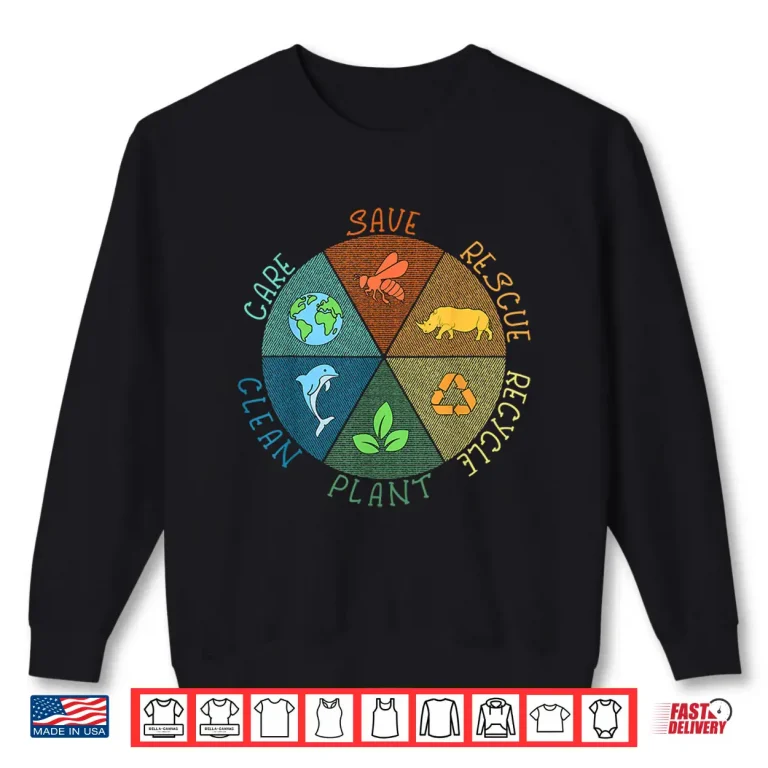 Sweatshirt Vintage Earth Day Save Bees Rescue Animals Recycle Plastic Shirt