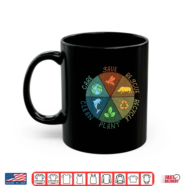 Mug Vintage Earth Day Save Bees Rescue Animals Recycle Plastic Shirt