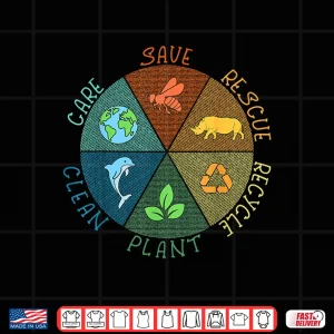 Design Vintage Earth Day Save Bees Rescue Animals Recycle Plastic Shirt
