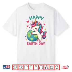 Cute Unicorn Happy Earth Day Groovy Women Men Kids Shirt