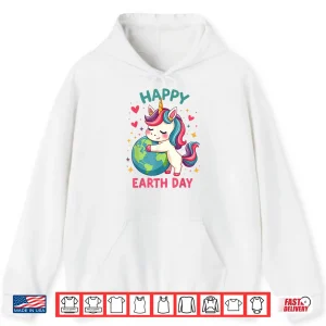 Hoodie Cute Unicorn Happy Earth Day Groovy Women Men Kids Shirt