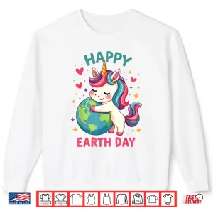 Sweatshirt Cute Unicorn Happy Earth Day Groovy Women Men Kids Shirt