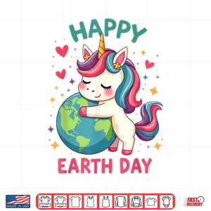 Design Cute Unicorn Happy Earth Day Groovy Women Men Kids Shirt