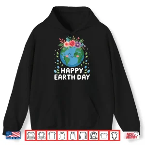 Hoodie Happy Earth Day Shirt for Women Kids Teachers Floral Shirt