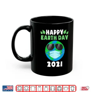 Mug Happy Earth Day 2021 Funny Earth Wearing Mask Kids Toddler Shirt