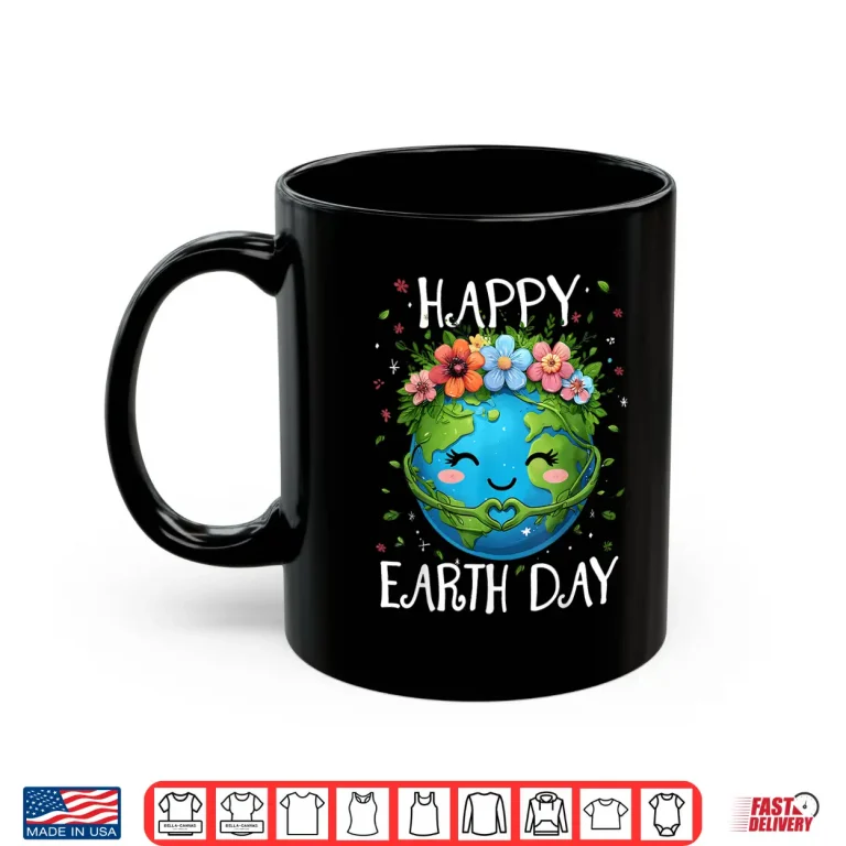 Mug Happy Earth Day Heart Floral Earth Day Boys Womens Girls Shirt