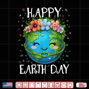 Design Happy Earth Day Heart Floral Earth Day Boys Womens Girls Shirt