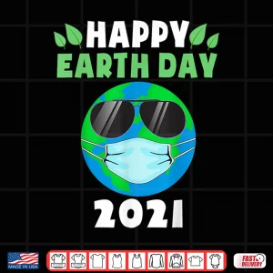 Design Happy Earth Day 2021 Funny Earth Wearing Mask Kids Toddler Shirt