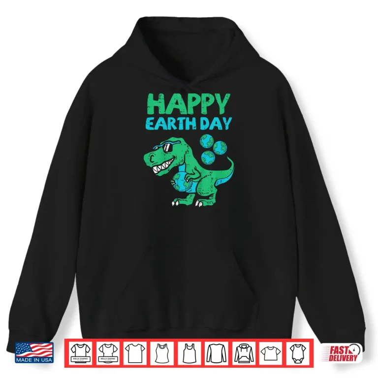 Hoodie Kids Happy Earth Day Trex Dinosaur Cute Dino Boys Kids Toddlers Shirt