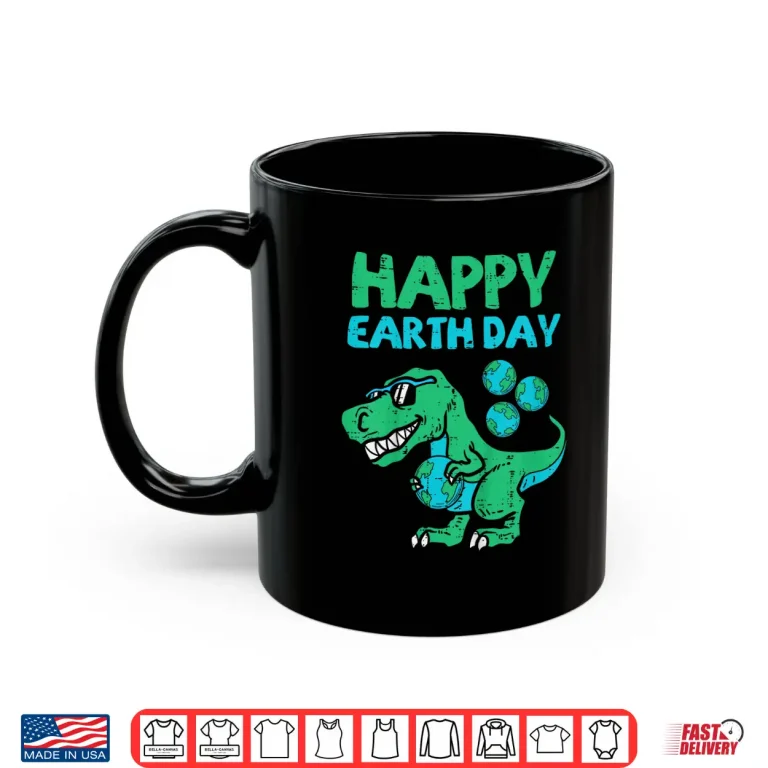 Mug Kids Happy Earth Day Trex Dinosaur Cute Dino Boys Kids Toddlers Shirt