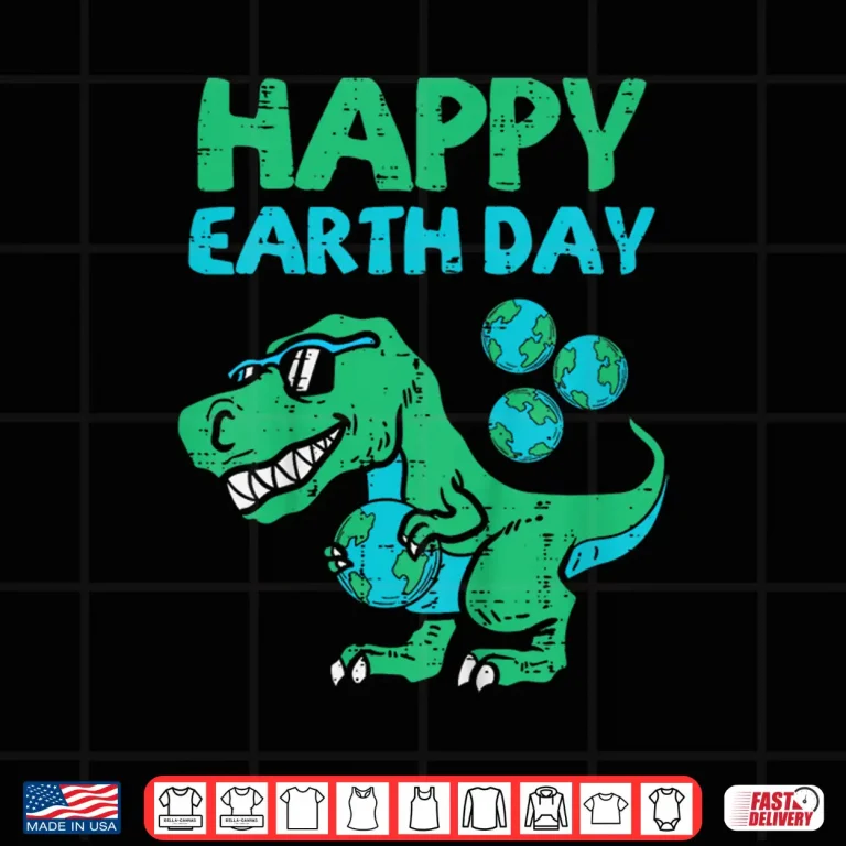 Design Kids Happy Earth Day Trex Dinosaur Cute Dino Boys Kids Toddlers Shirt